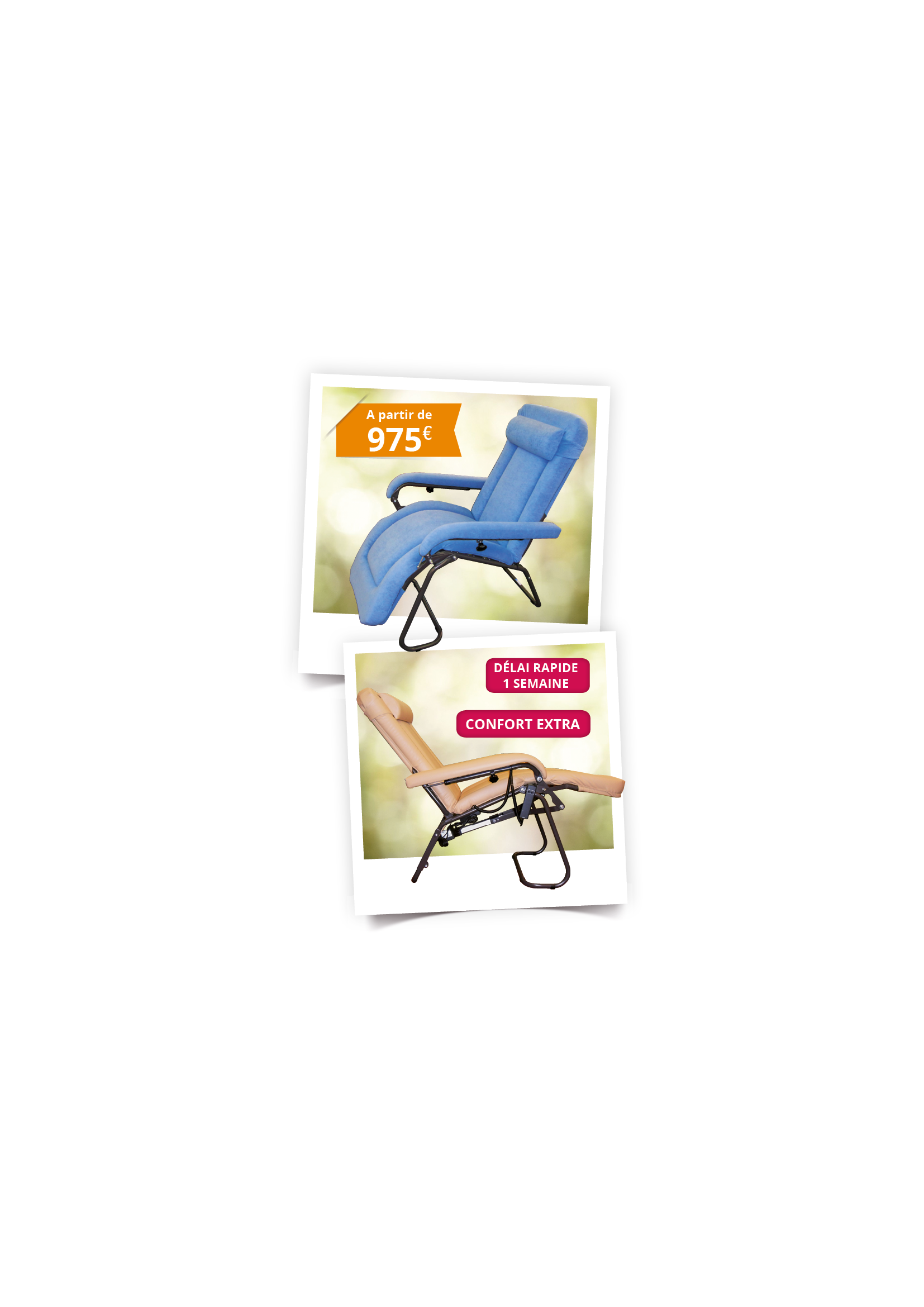 Relax et Fauteuils Novacel ou Sensitive avec pied métaliques à partir de 960 euro